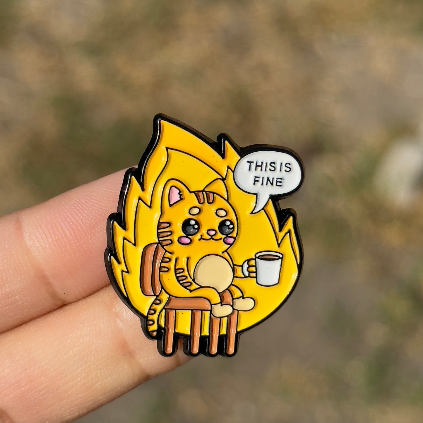 This is fine cat pin