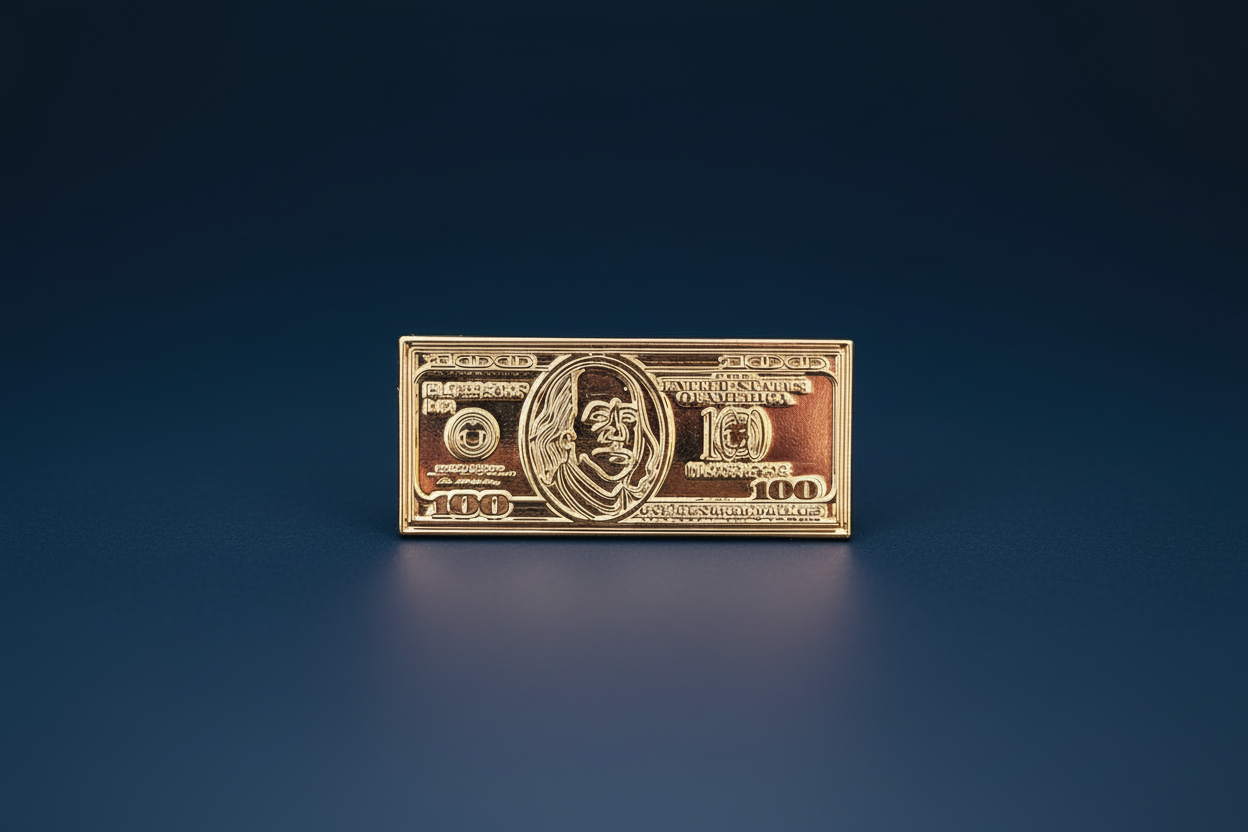 Golden $100 pin